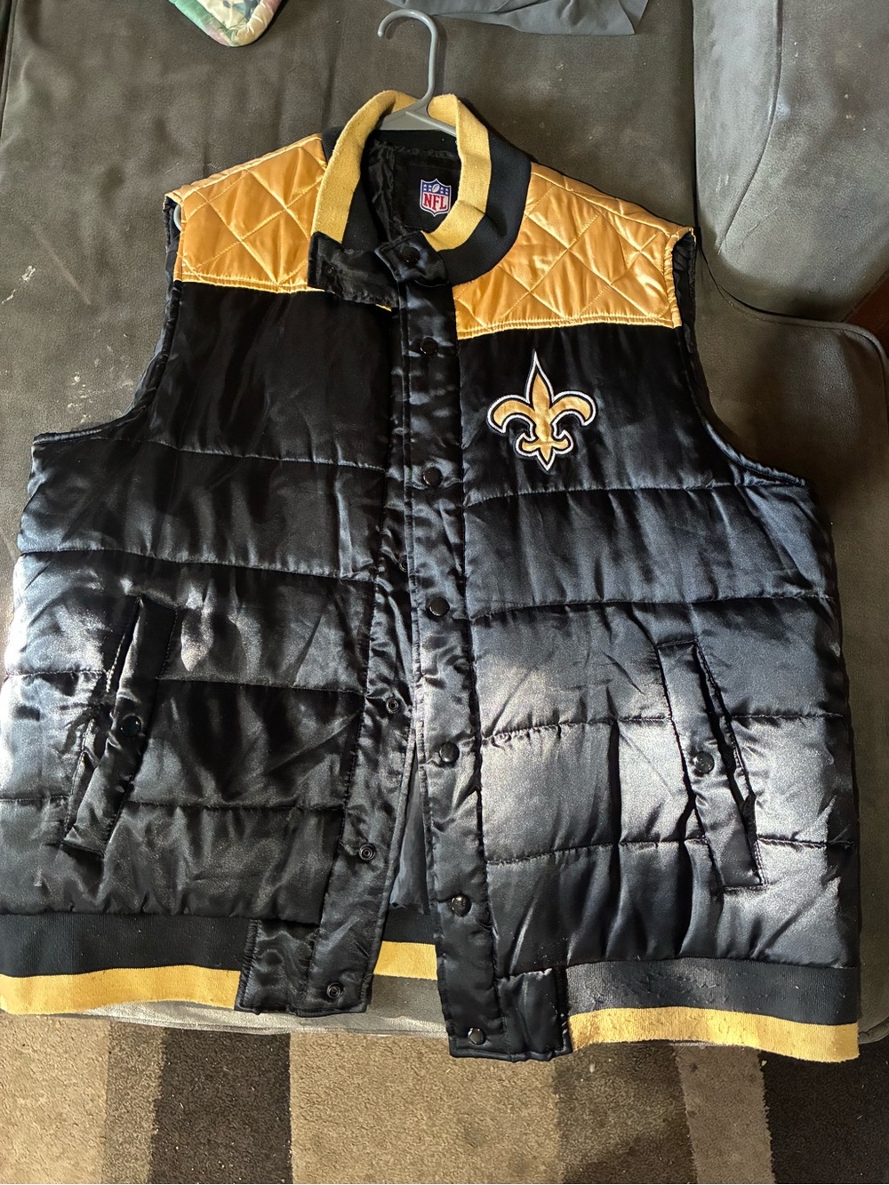 NFL Black and Gold Quilted Team Puffer Vest